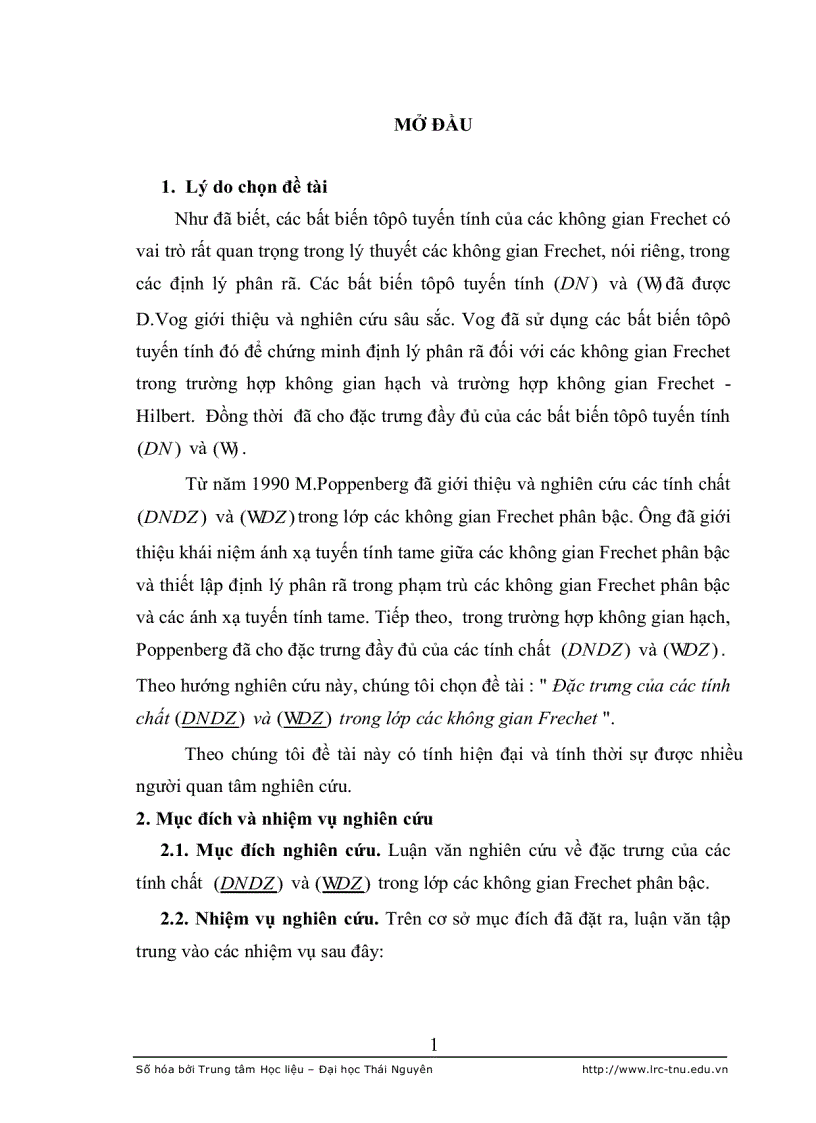 image for page Đặc trưng của các tính chất d n d z và wd z trong lớp các không gian frechet