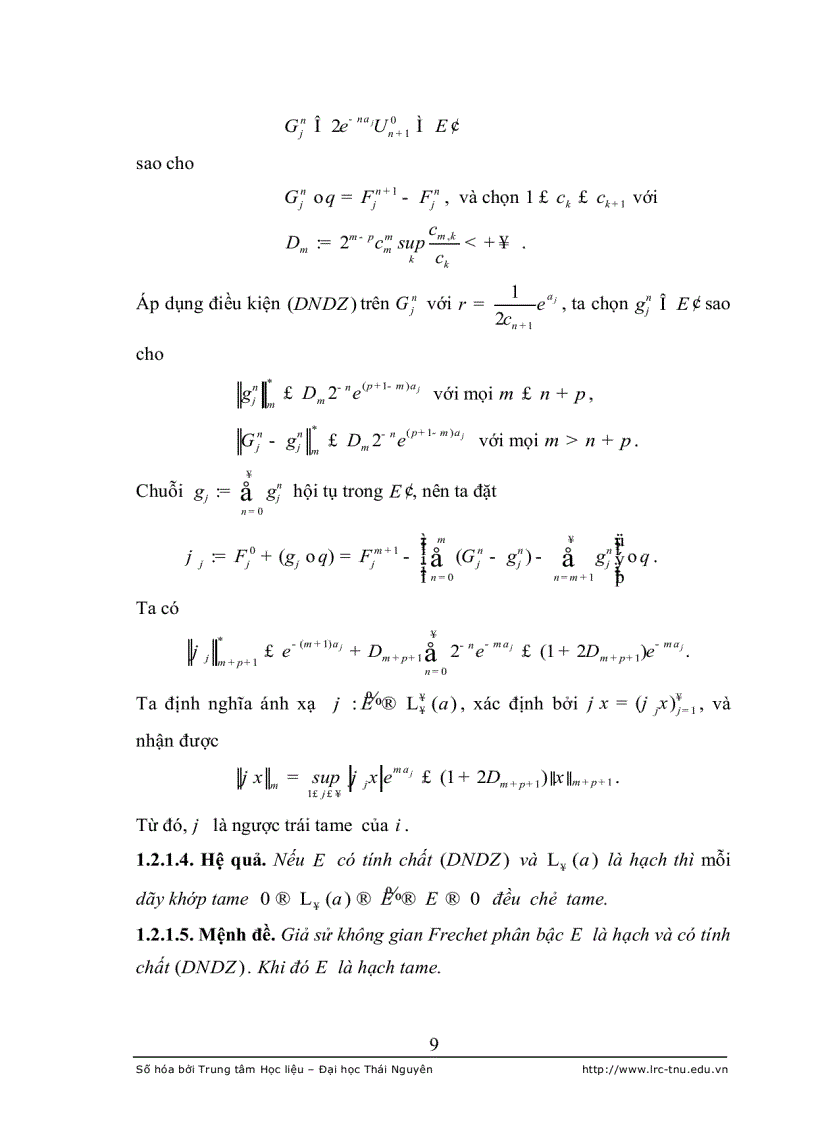 image for page Đặc trưng của các tính chất d n d z và wd z trong lớp các không gian frechet