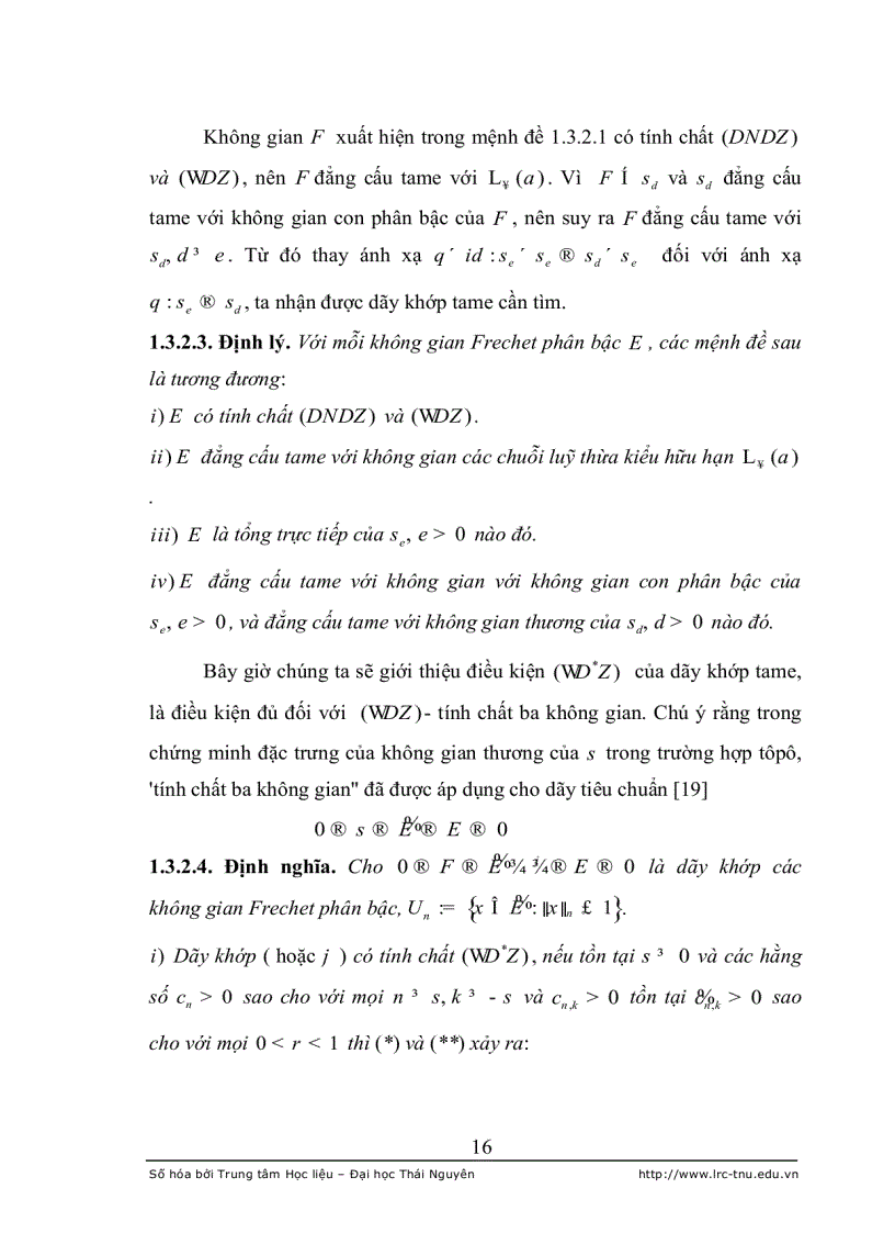 image for page Đặc trưng của các tính chất d n d z và wd z trong lớp các không gian frechet
