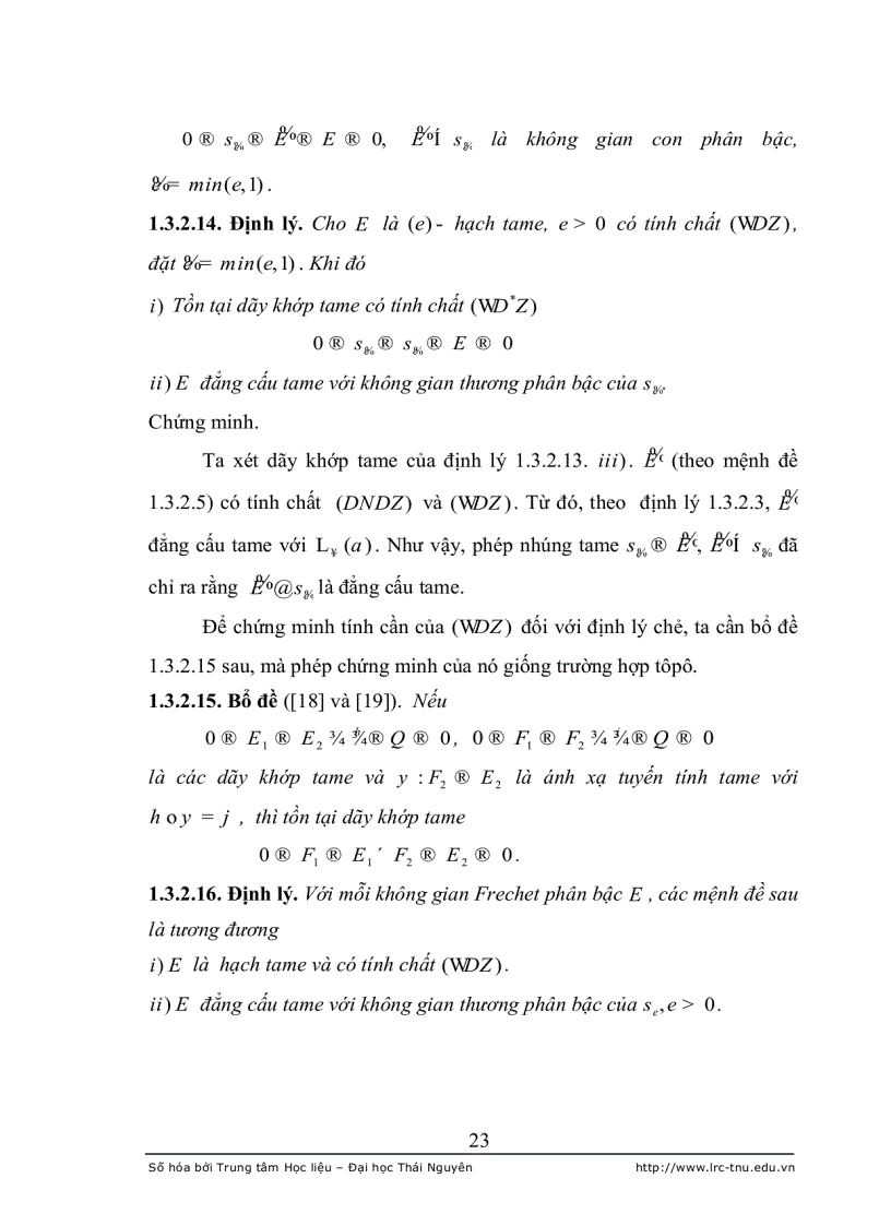 image for page Đặc trưng của các tính chất d n d z và wd z trong lớp các không gian frechet