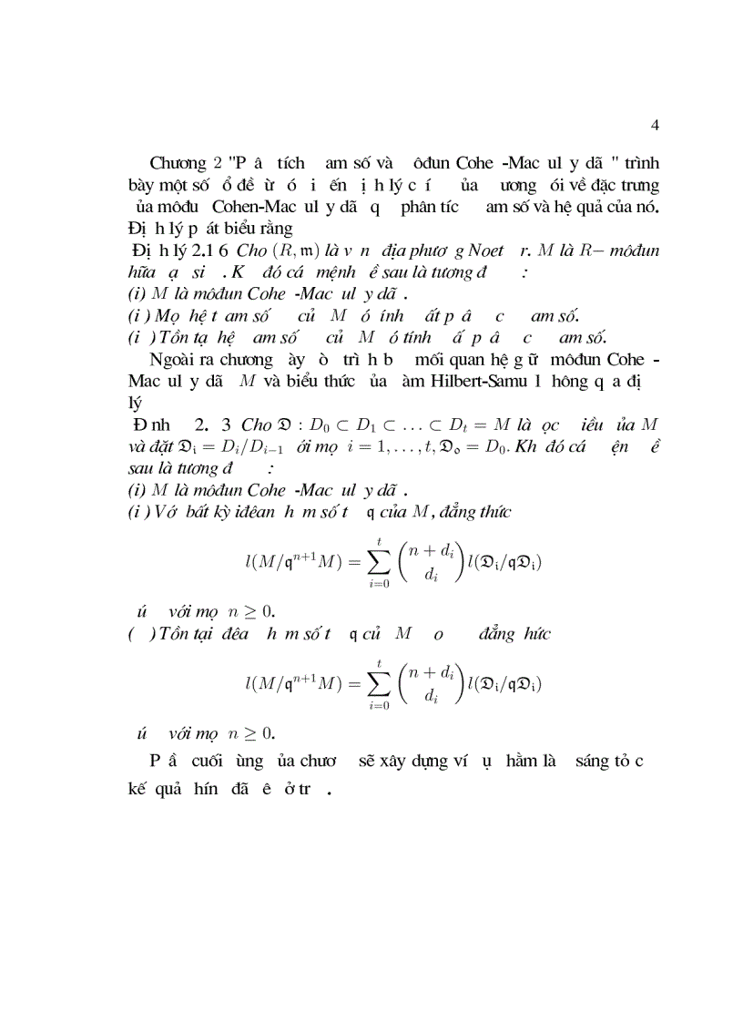 image for page Đặc trưng của môđun cohen macaulay dãy qua tính chất phân tích tham số