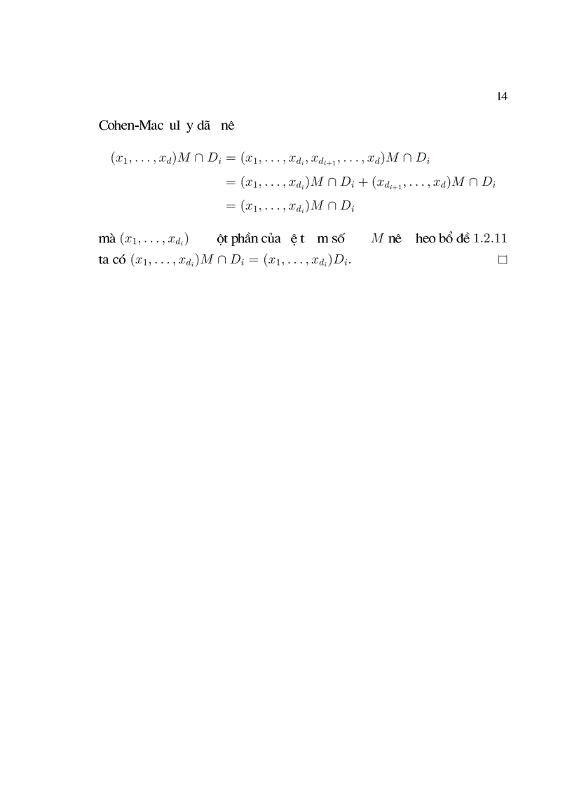 image for page Đặc trưng của môđun cohen macaulay dãy qua tính chất phân tích tham số