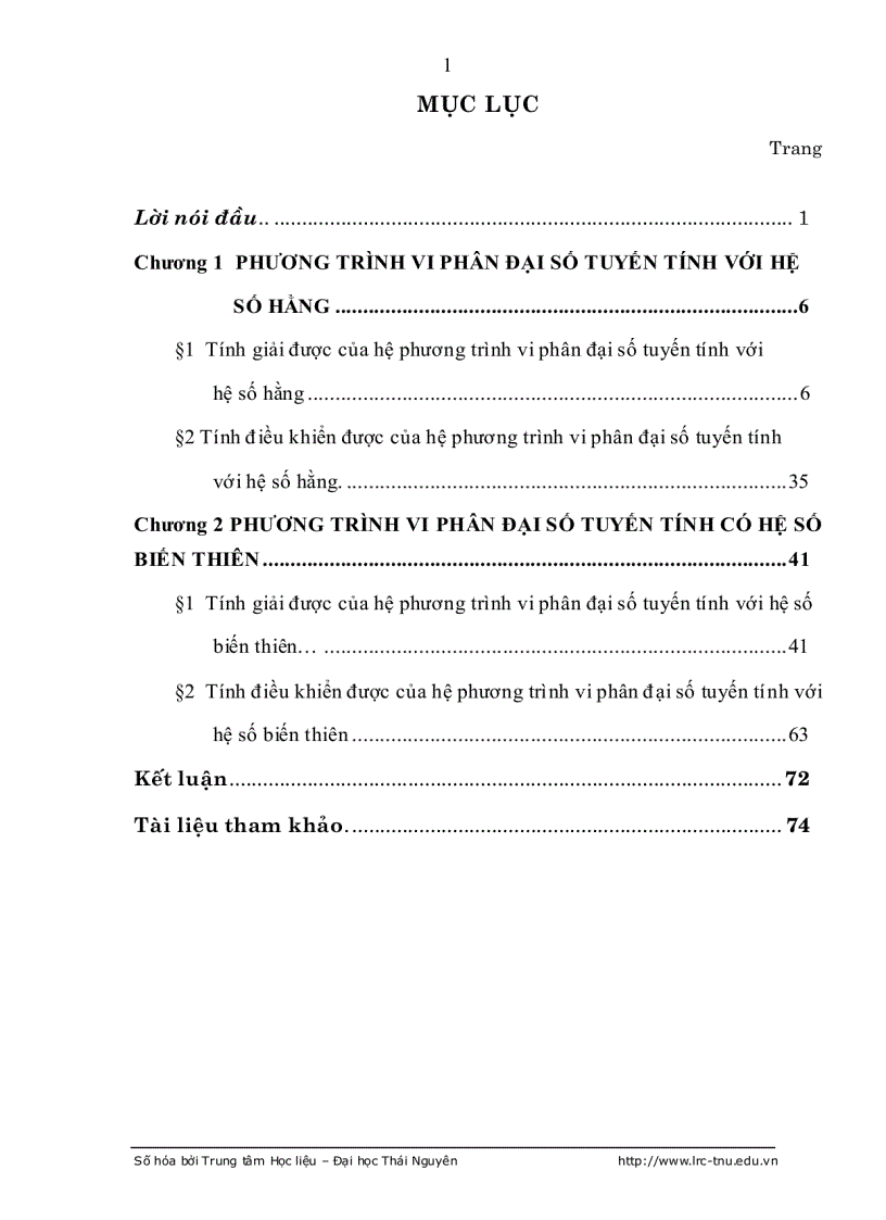 image for page Tính điều khiển được hệ PHUONG trình vi phân đại số tuyến tính