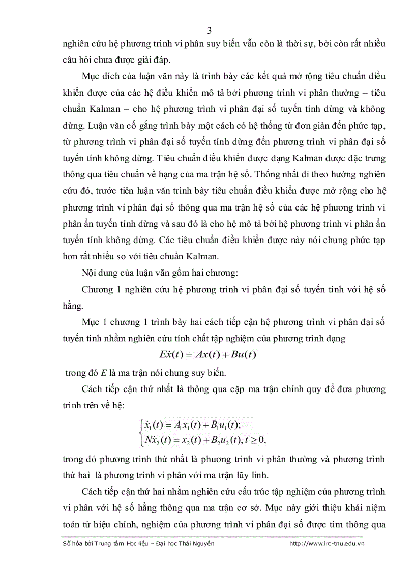 image for page Tính điều khiển được hệ PHUONG trình vi phân đại số tuyến tính