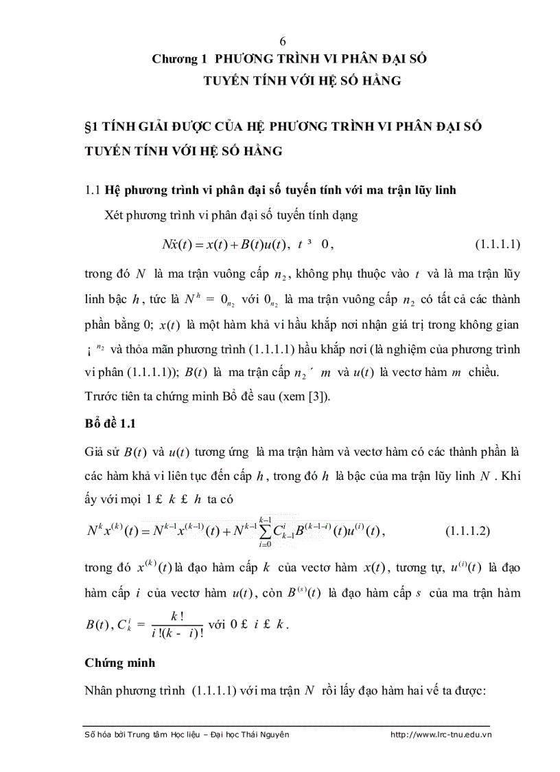 image for page Tính điều khiển được hệ PHUONG trình vi phân đại số tuyến tính