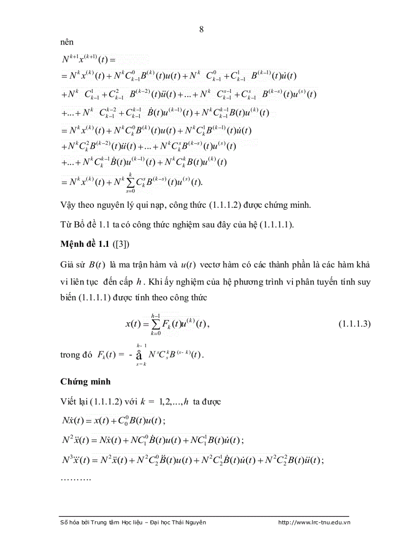 image for page Tính điều khiển được hệ PHUONG trình vi phân đại số tuyến tính