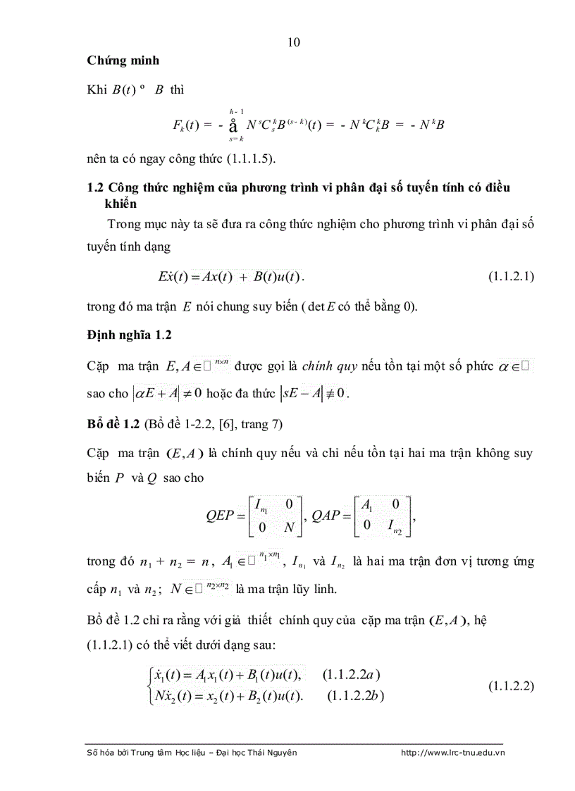 image for page Tính điều khiển được hệ PHUONG trình vi phân đại số tuyến tính
