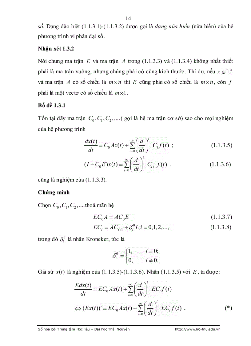 image for page Tính điều khiển được hệ PHUONG trình vi phân đại số tuyến tính
