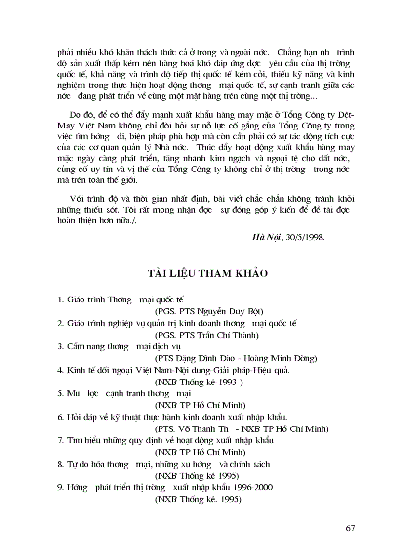 image for page Phương hướng và giải pháp chủ yếu đẩy mạnh xuất khẩu hàng may mặc ở Tổng Công ty Dệt May Việt Nam trong thời gian tới