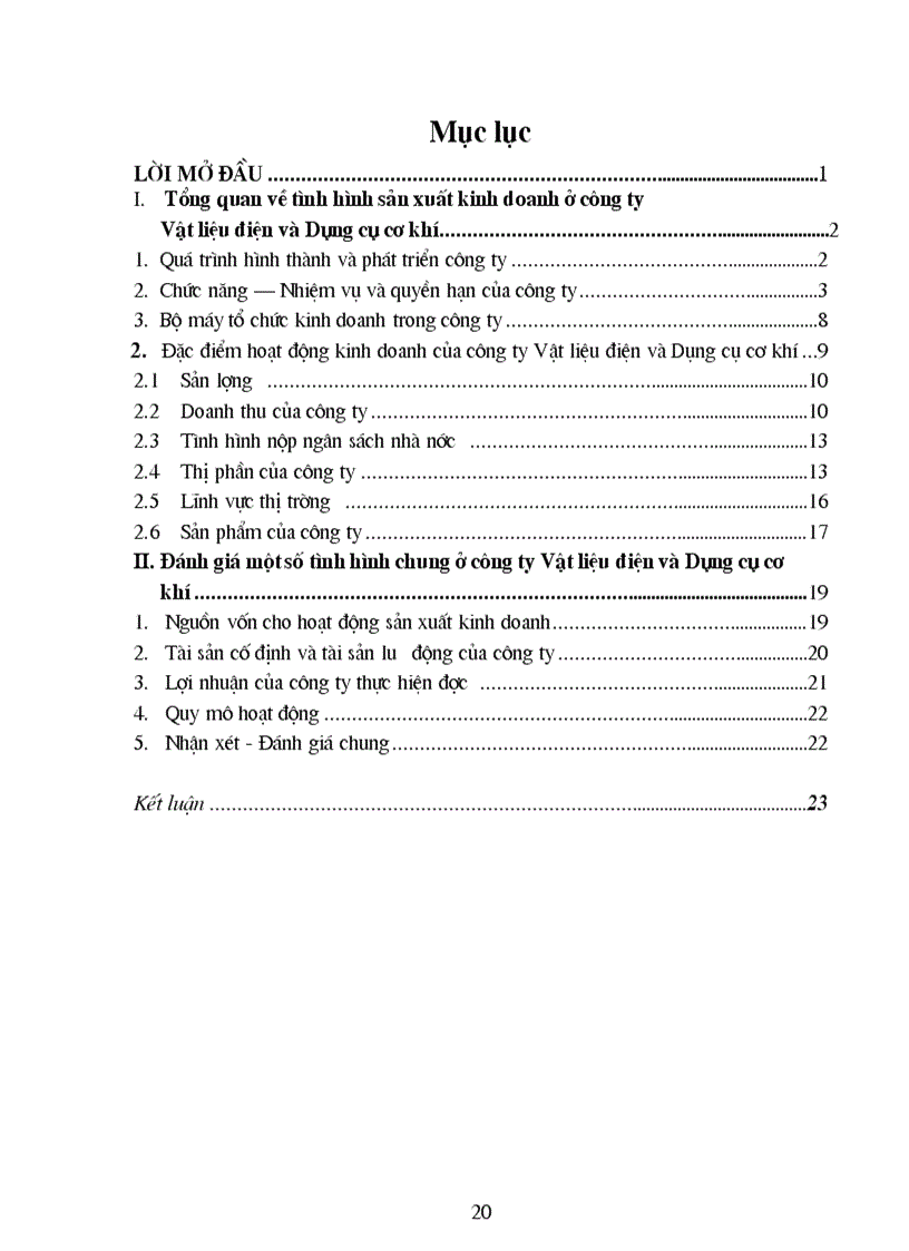 image for page Tổng quan về tình hình sản xuất kinh doanh ở công ty vật liệu điện và dụng cụ cơ khí