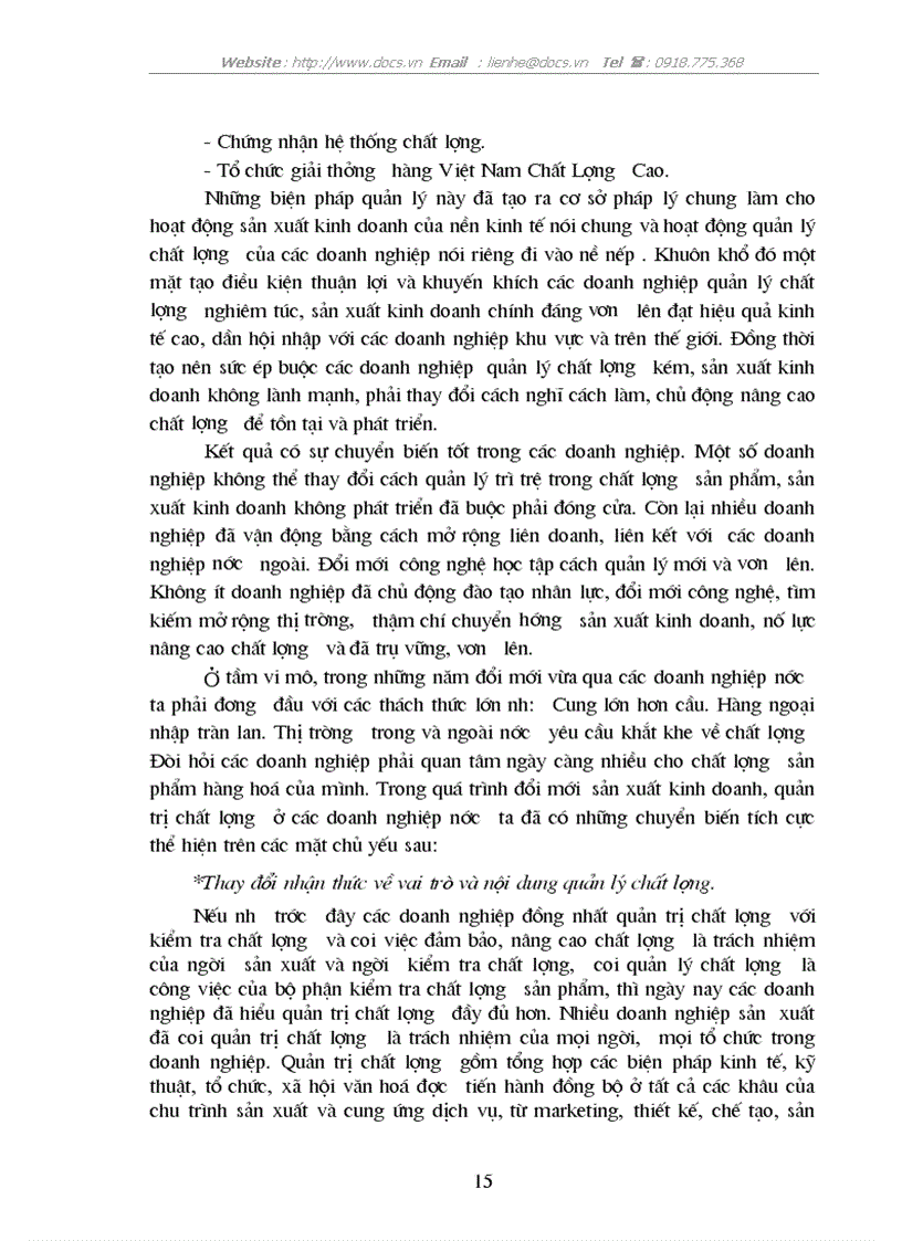 image for page Vấn đề chất lượng sản phẩm và quản lý chất lượng trong các doanh nghiệp Việt Nam hiện na