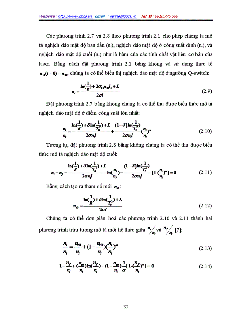 image for page Cơ sở động học của laser rắn được Q switch thụ động