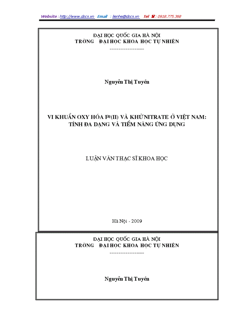 image for page VI KHUẨN OXY HÓA Fe II VÀ KHỬ NITRATE Ở VIỆT NAM TÍNH ĐA DẠNG VÀ TIỀM NĂNG ỨNG DỤNG