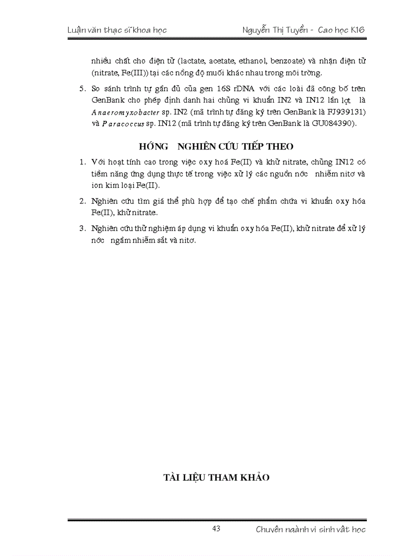image for page VI KHUẨN OXY HÓA Fe II VÀ KHỬ NITRATE Ở VIỆT NAM TÍNH ĐA DẠNG VÀ TIỀM NĂNG ỨNG DỤNG