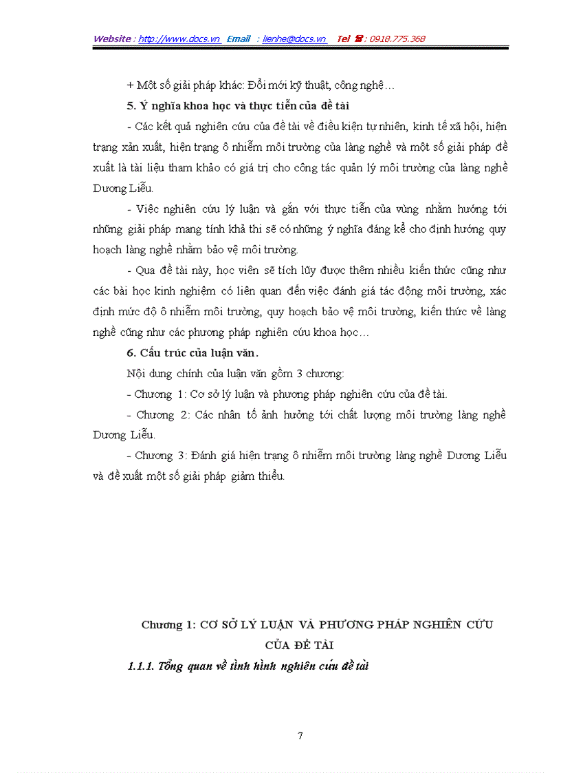 image for page Đánh giá hiện trạng ô nhiễm môi trường làng nghề dương liễu