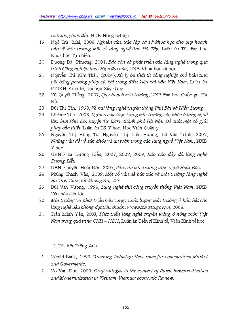 image for page Đánh giá hiện trạng ô nhiễm môi trường làng nghề dương liễu