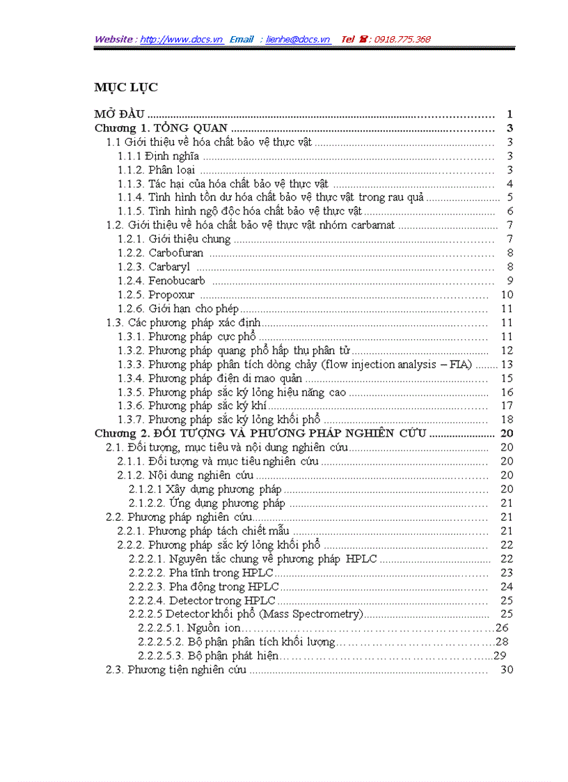 image for page Xác định hóa chất bảo vệ thực vật carbamat trong một số loại rau quả bằng phương pháp sắc ký lỏng khối phổ LC MS