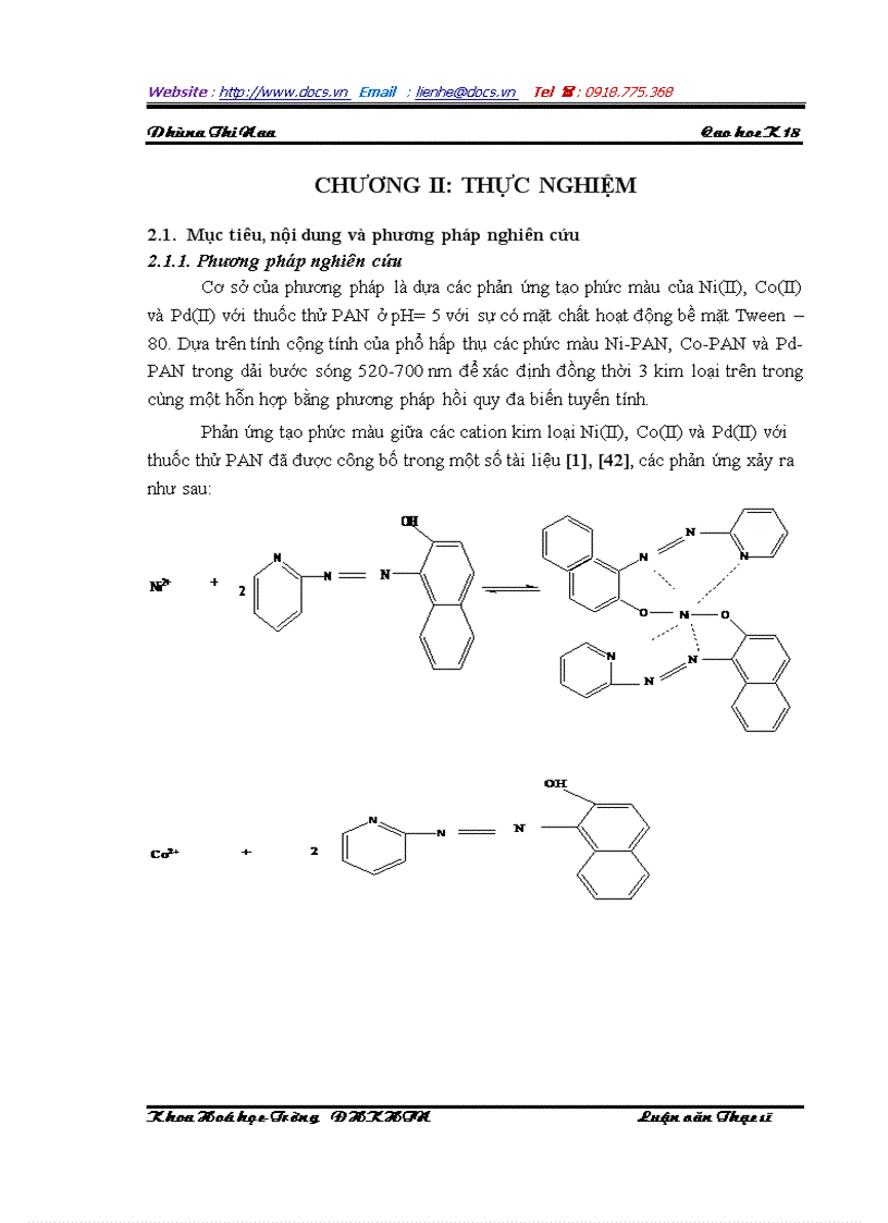 image for page Xác định đồng thời Ni Co Pd trong bản mạch điện tử bằng phương pháp trắc quang với thuốc thử PAN sử dụng thuật toán hồi quy đa biến