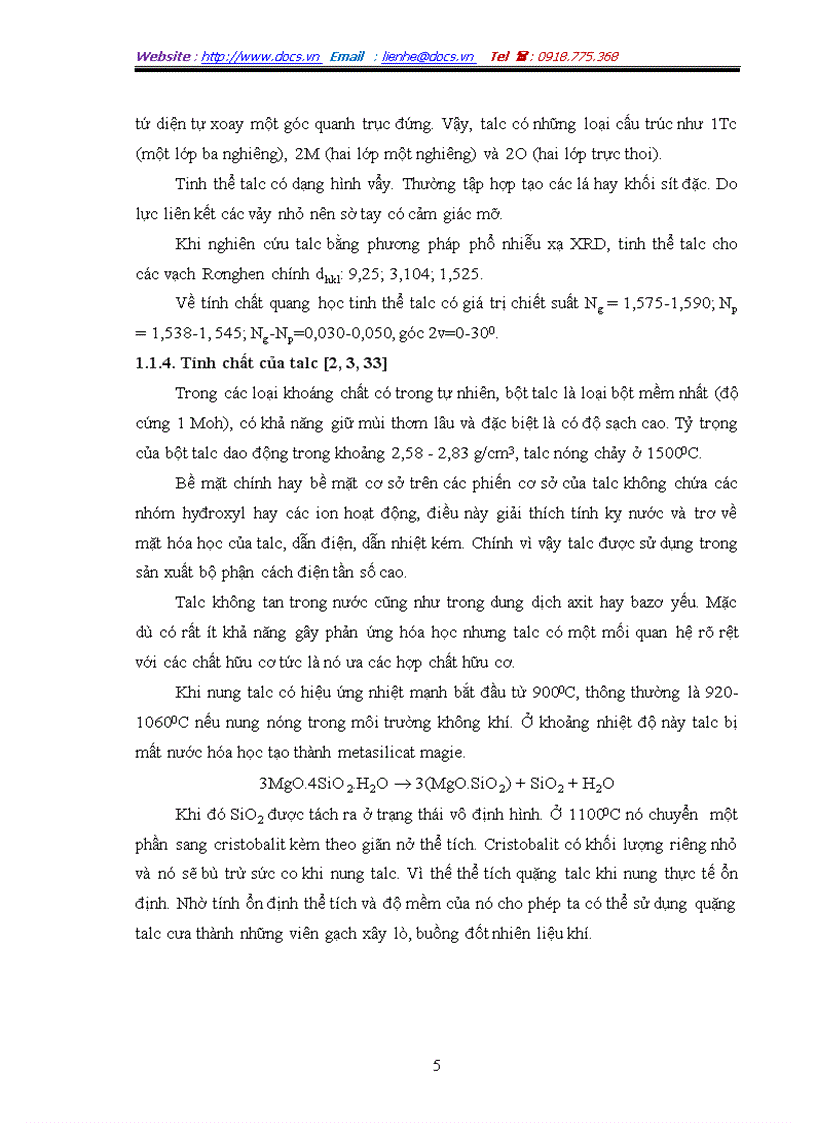 image for page Tổng hợp vật liệu gốm diopzit CaO MgO 2SiO2 và nghiên cứu ảnh hưởng của talc đến cấu trúc tính chất của vật liệu