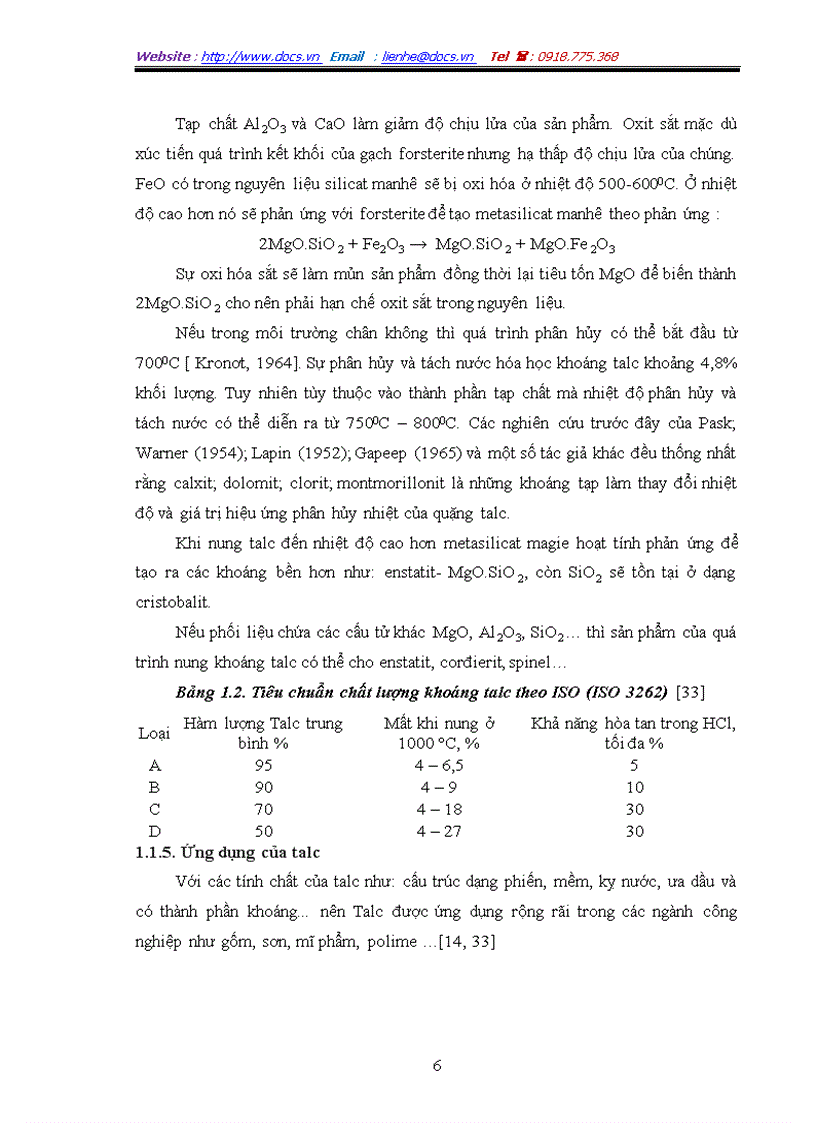 image for page Tổng hợp vật liệu gốm diopzit CaO MgO 2SiO2 và nghiên cứu ảnh hưởng của talc đến cấu trúc tính chất của vật liệu