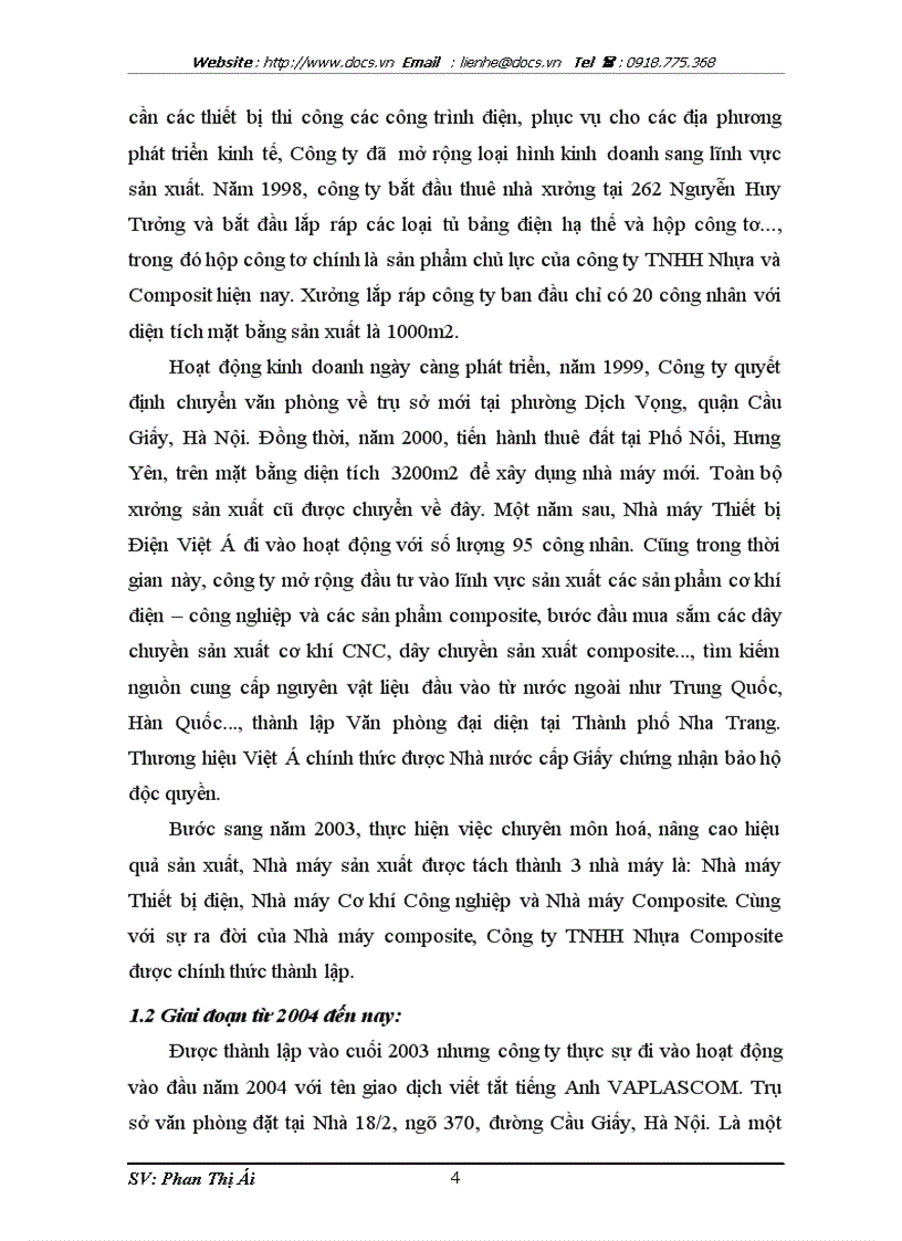 image for page ĐẶC ĐIỂM HOẠT ĐỘNG KINH DOANH Công ty TNHH Nhựa Composit Việt Á