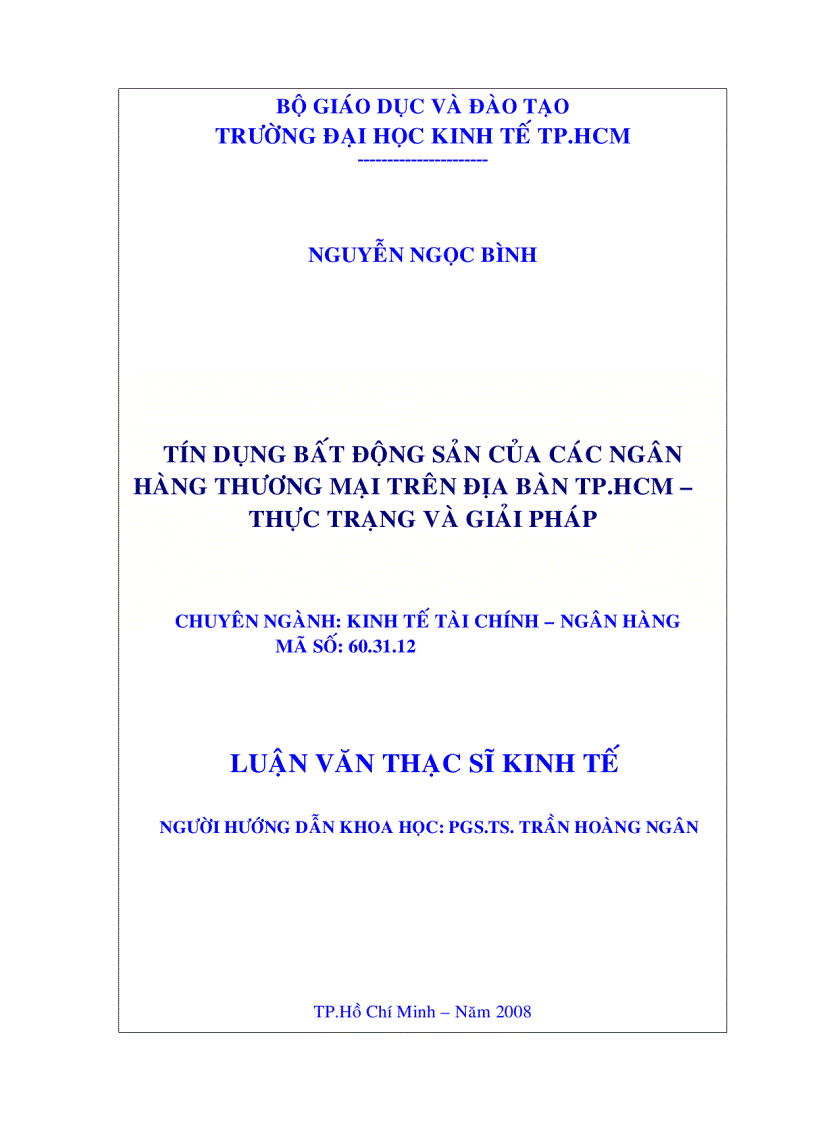 image for page Tín dụng bất động sản của các NHTM trên địa bàn TP HCM thực trạng và giải pháp