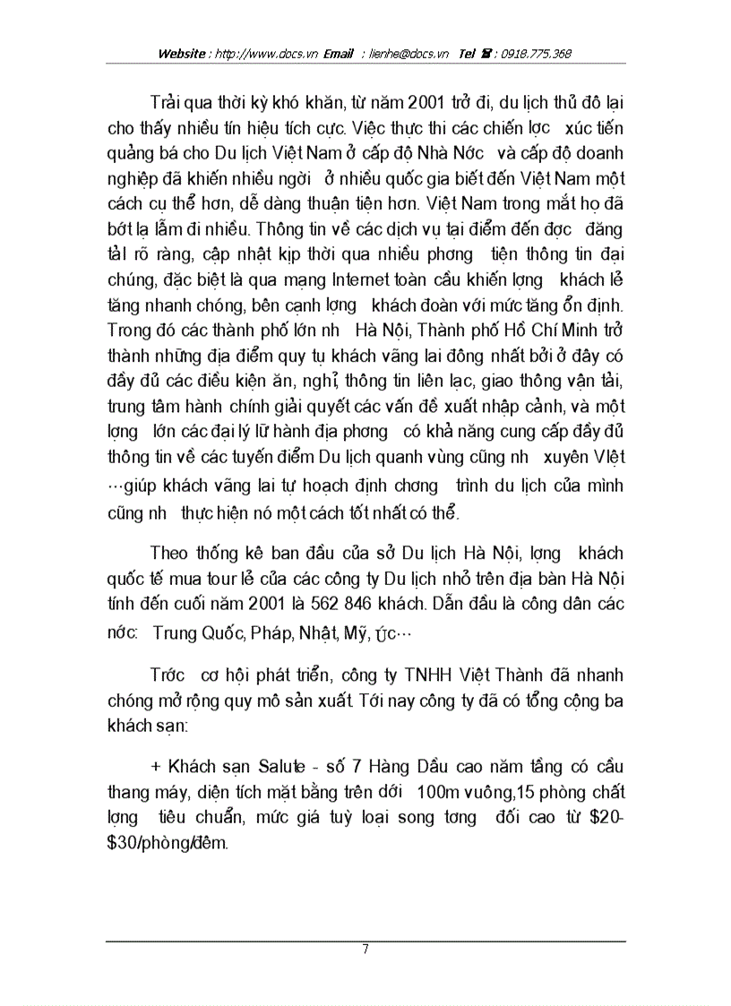 image for page Báo cáo về hoạt động kinh doanh du lịch của khách sạn Queen Salute