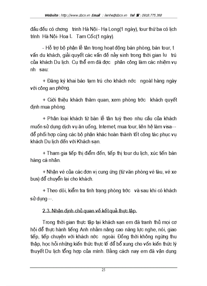 image for page Báo cáo về hoạt động kinh doanh du lịch của khách sạn Queen Salute