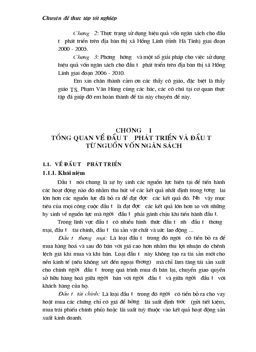 image for page Phương hướng và một số giải pháp cho việc sử dụng hiệu quả vốn ngân sách cho đầu tư phát triển trên địa bàn thị xã Hồng Lĩnh giai đoạn 2006 2010