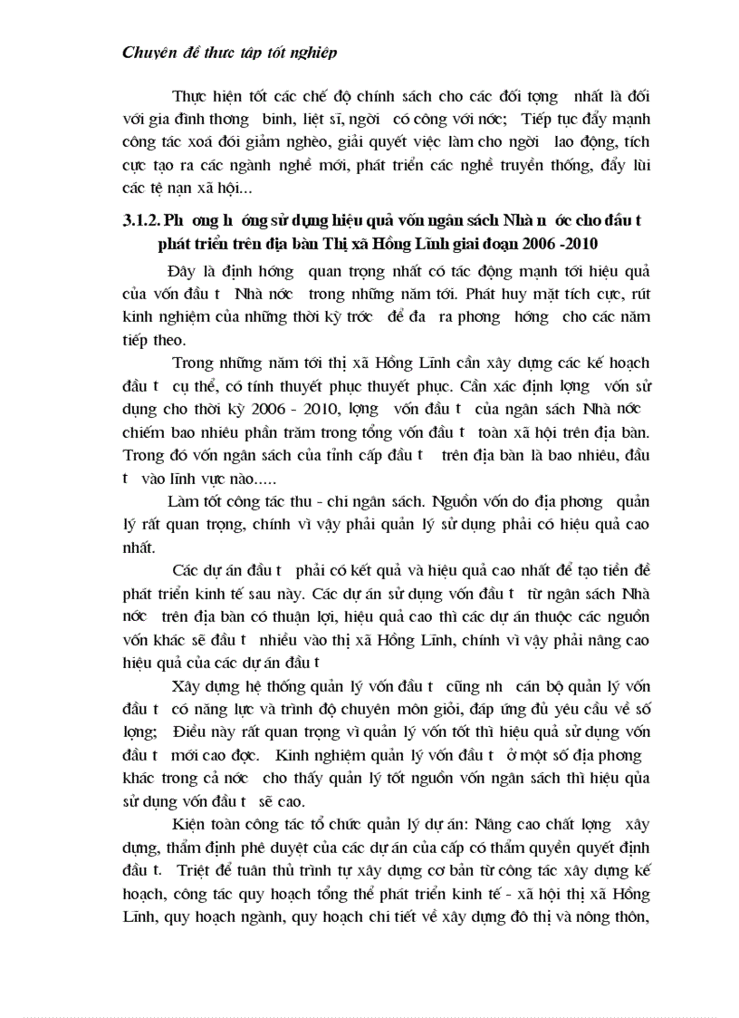 image for page Phương hướng và một số giải pháp cho việc sử dụng hiệu quả vốn ngân sách cho đầu tư phát triển trên địa bàn thị xã Hồng Lĩnh giai đoạn 2006 2010
