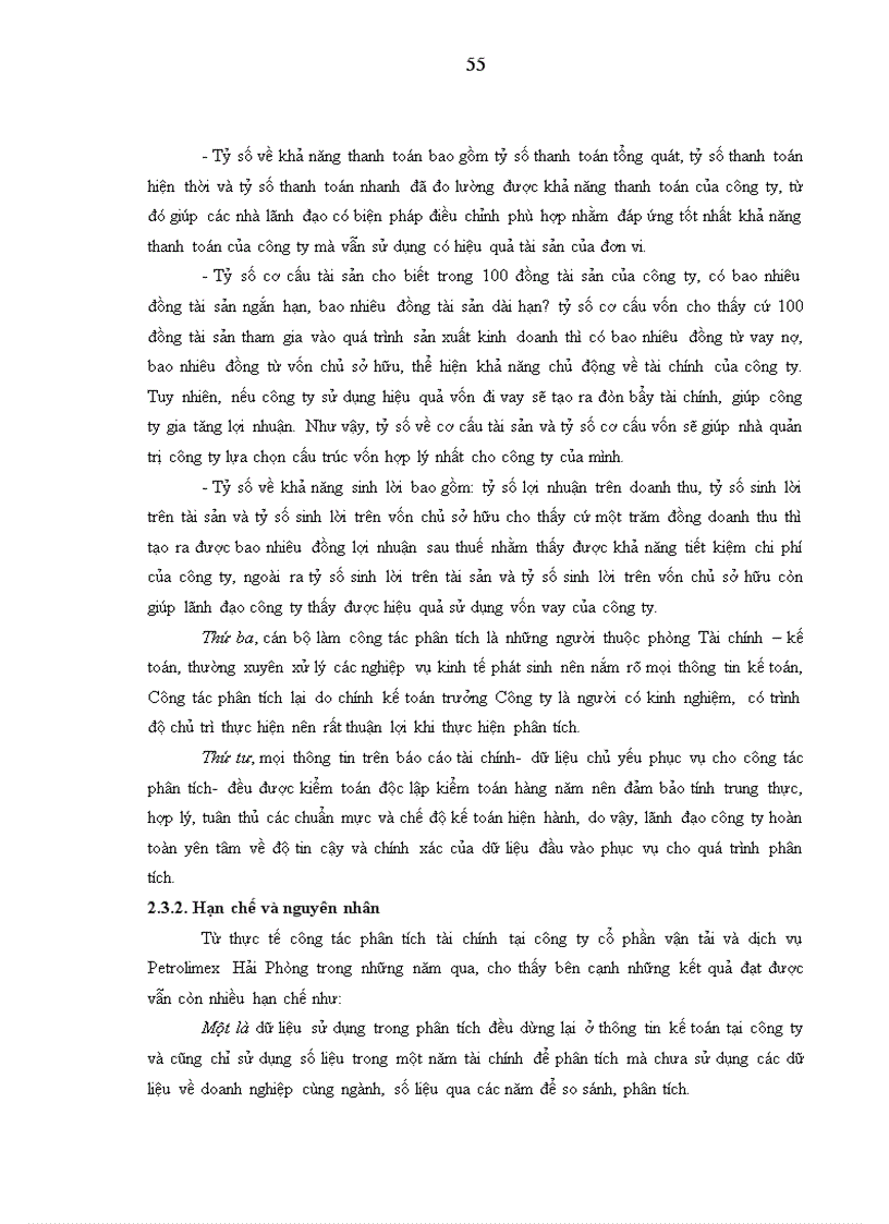 image for page Hoàn thiện công tác phân tích tài chính tại Công ty cổ phần vận tải và dịch vụ Petrolimex Hải Phòng