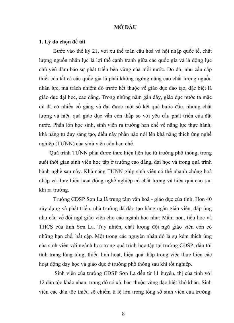 image for page Đánh giá mức độ thích ứng nghề nghiệp của sinh viên trường cao đẳng sư phạm sơn la