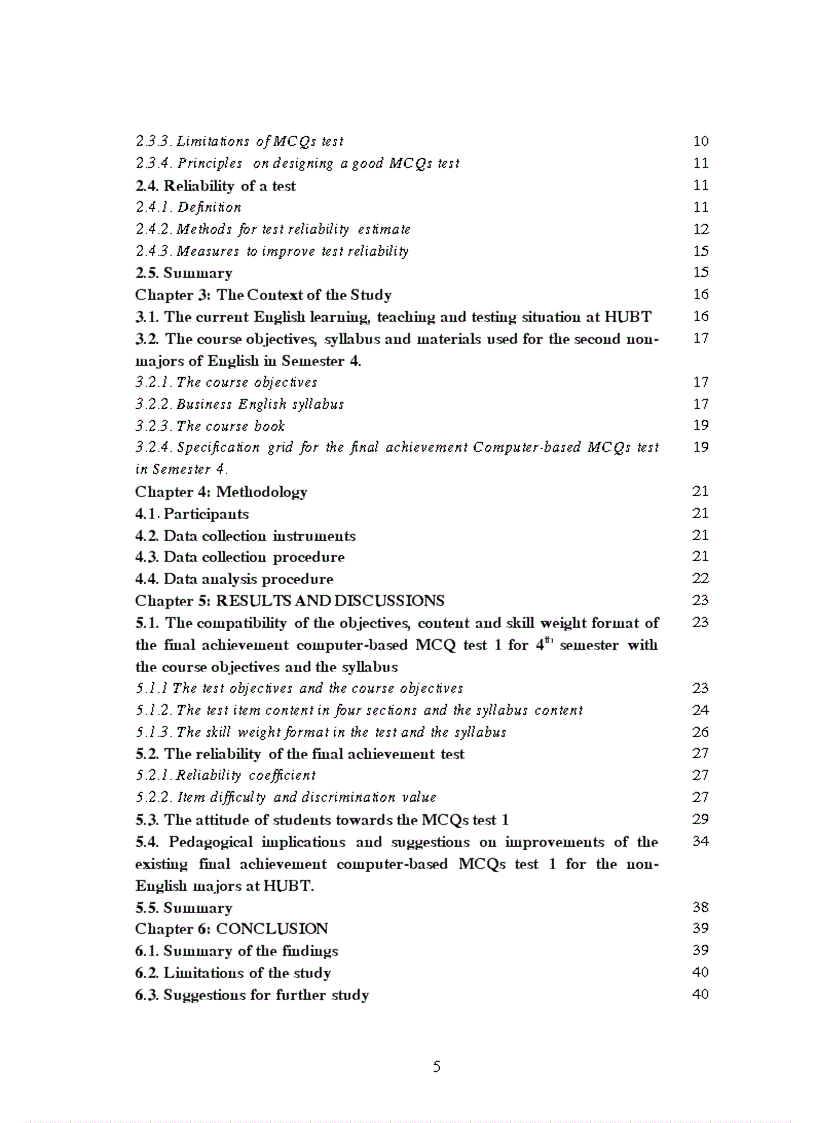 image for page Astudy on the reliability of the final achievement computer based mcqs test 1 for the 4th semester non english majors at hanoi university of busine