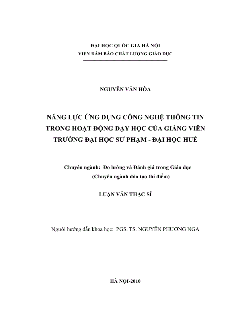 image for page Năng lực ứng dụng CNTT trong hoạt động dạy học của giảng viên trường ĐHSP ĐH huế