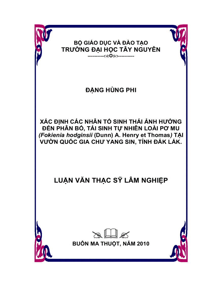 image for page Xác định các nhân tố sinh thái ảnh hưởng đến phân bố tái sinh tự nhiên loài Pơ mu tại vườn quốc gia Chưyangsin tỉnh Đắc lắc
