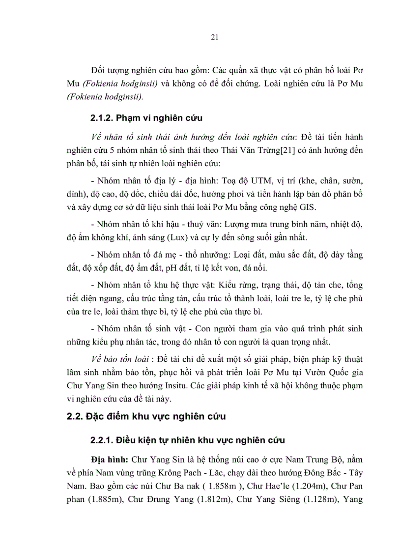 image for page Xác định các nhân tố sinh thái ảnh hưởng đến phân bố tái sinh tự nhiên loài Pơ mu tại vườn quốc gia Chưyangsin tỉnh Đắc lắc