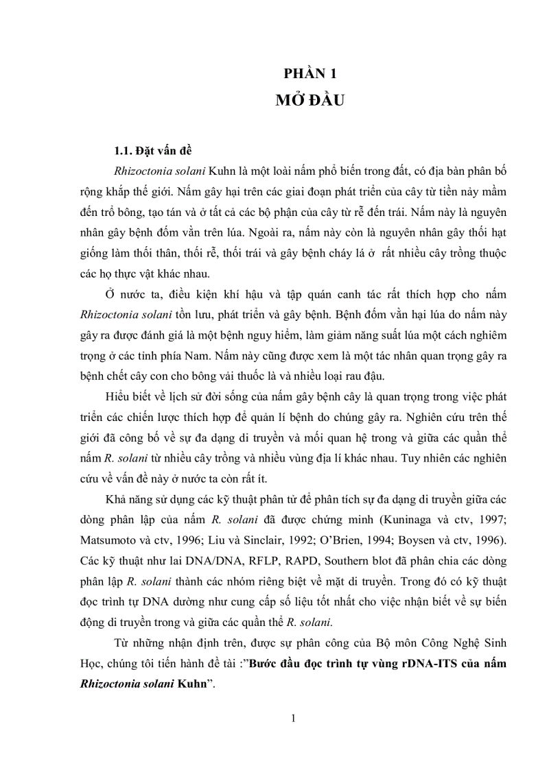 image for page Bước đầu đọc trình tự vùng rDNA ITS của nấm Rhizoctonia solani Kuhn