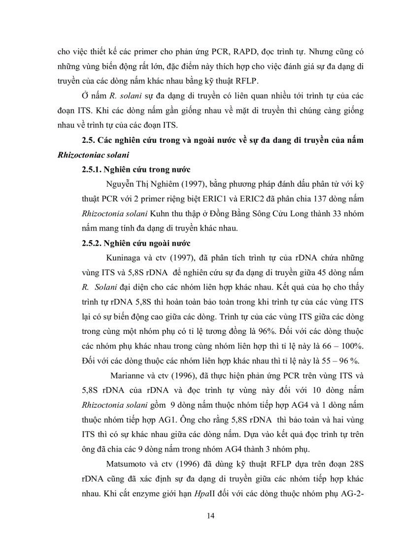 image for page Bước đầu đọc trình tự vùng rDNA ITS của nấm Rhizoctonia solani Kuhn