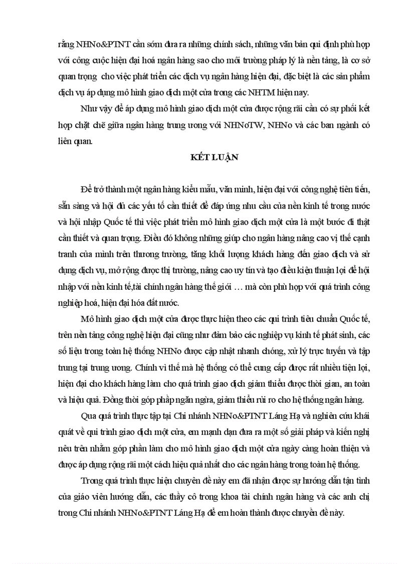 image for page Giải pháp mở rộng áp dụng mô hình giao dịch một cửa tại Chi nhánh Ngân hàng Nông nghiệp và Phát triển Nông thôn Láng Hạ