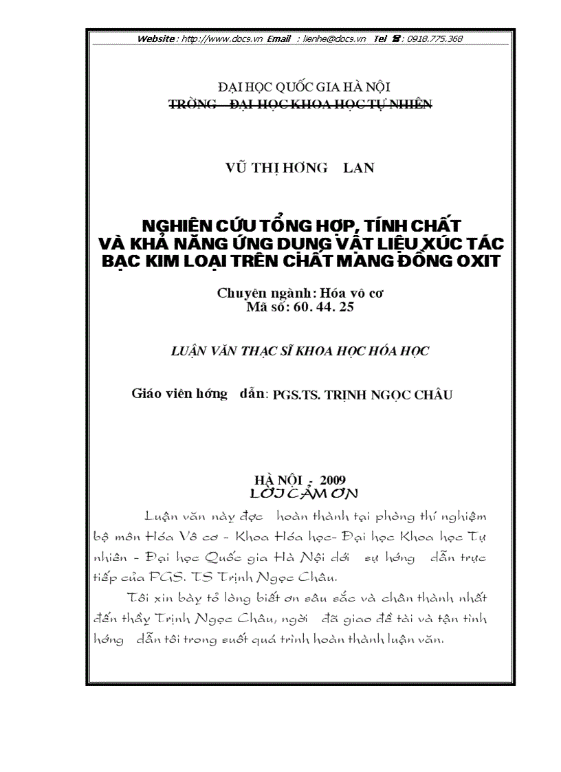 image for page Nghiên cứu tổng hợp tính chất và khả năng ứng dụng vật liệu xúc tác bạc kim loại trên chất mang đồng oxit