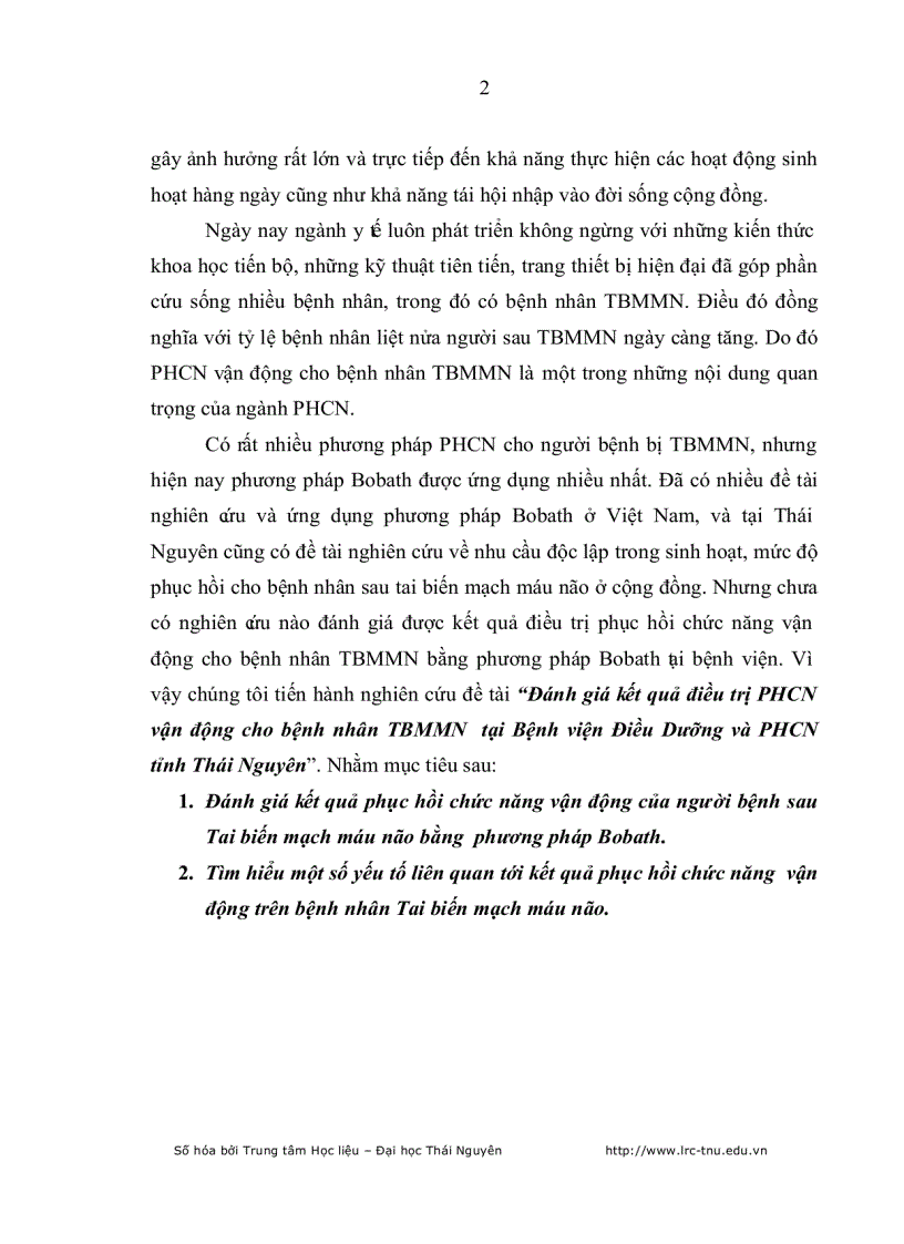 image for page Đánh giá kết quả phục hồi chức năng vận động của bệnh nhân tai biến mạch máu não tại bệnh viện điều dưỡng PHCN tỉnh Thái Nguyên