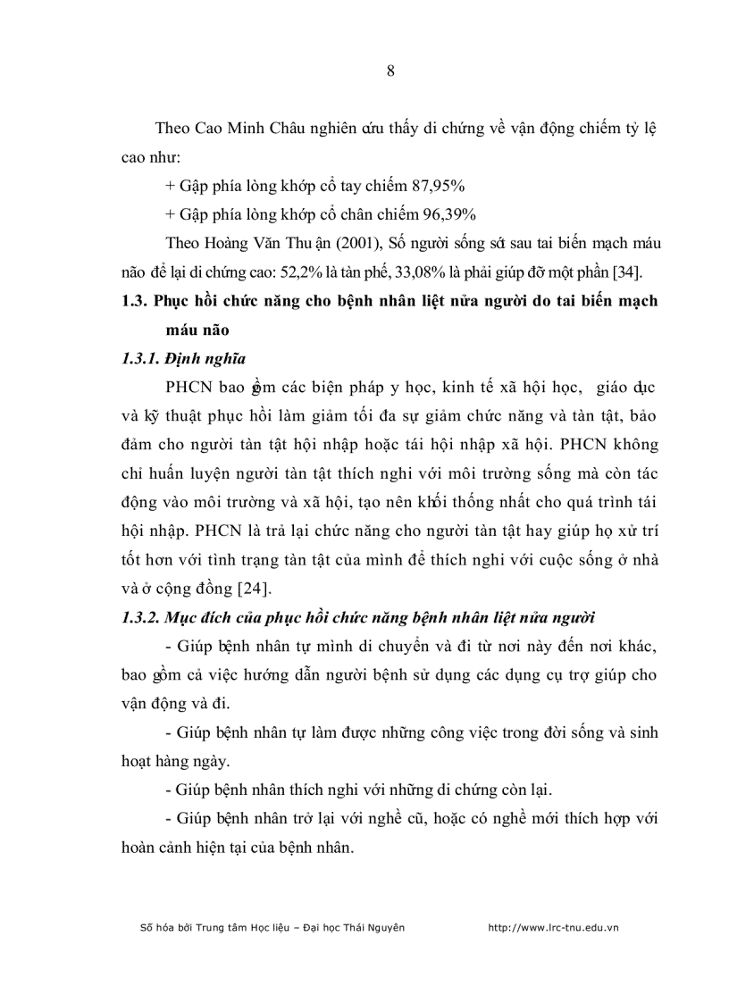 image for page Đánh giá kết quả phục hồi chức năng vận động của bệnh nhân tai biến mạch máu não tại bệnh viện điều dưỡng PHCN tỉnh Thái Nguyên