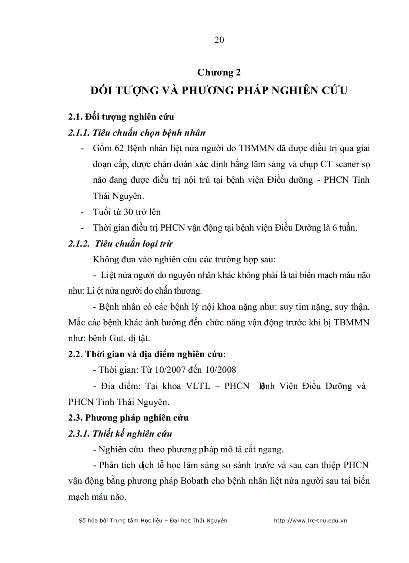 image for page Đánh giá kết quả phục hồi chức năng vận động của bệnh nhân tai biến mạch máu não tại bệnh viện điều dưỡng PHCN tỉnh Thái Nguyên