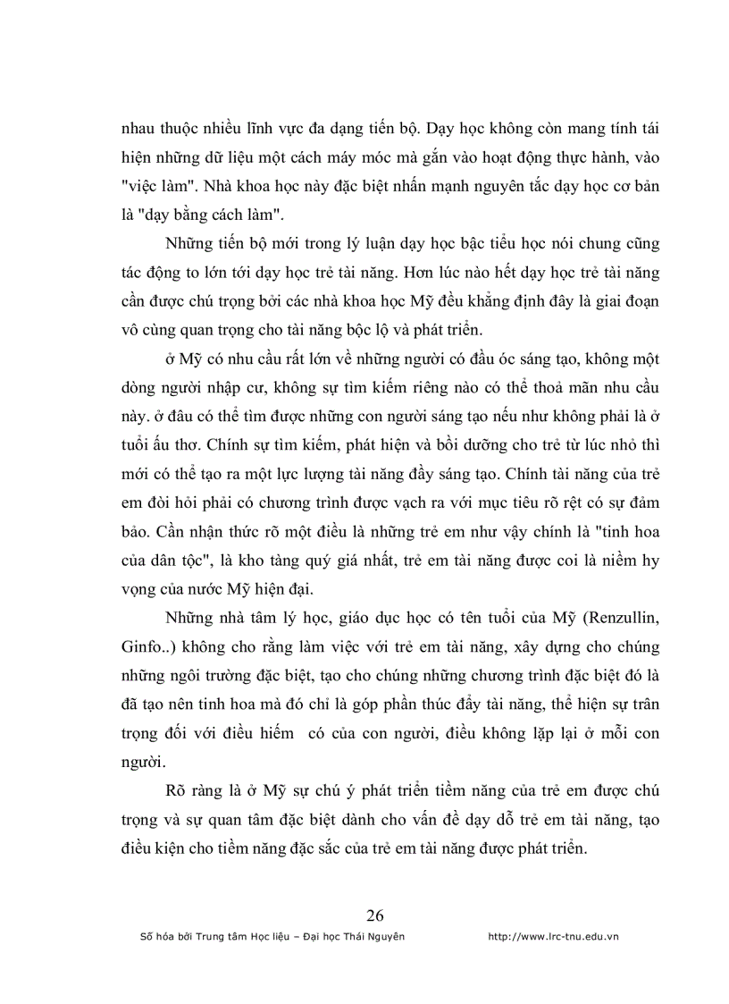 image for page Đặc điểm quá trình dạy học trẻ em tài năng trong nhà trường tiểu học ở Mỹ và xu hướng vận dụng vào Việt Nam