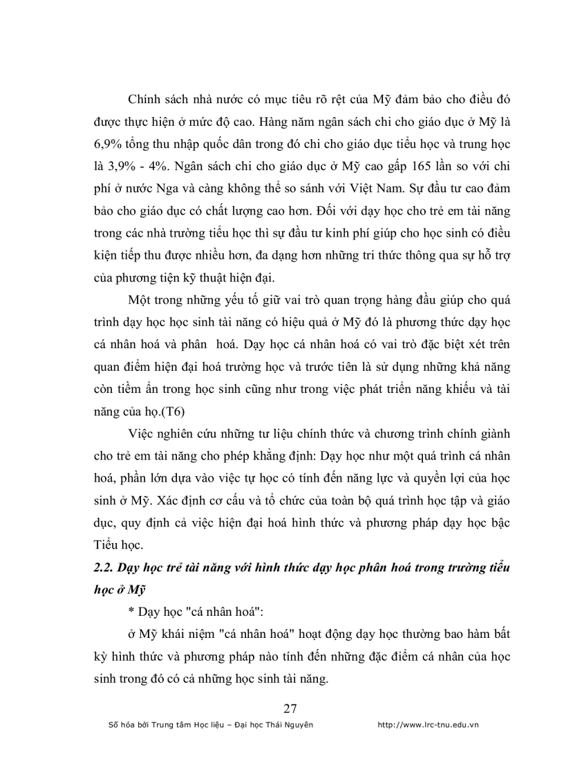 image for page Đặc điểm quá trình dạy học trẻ em tài năng trong nhà trường tiểu học ở Mỹ và xu hướng vận dụng vào Việt Nam