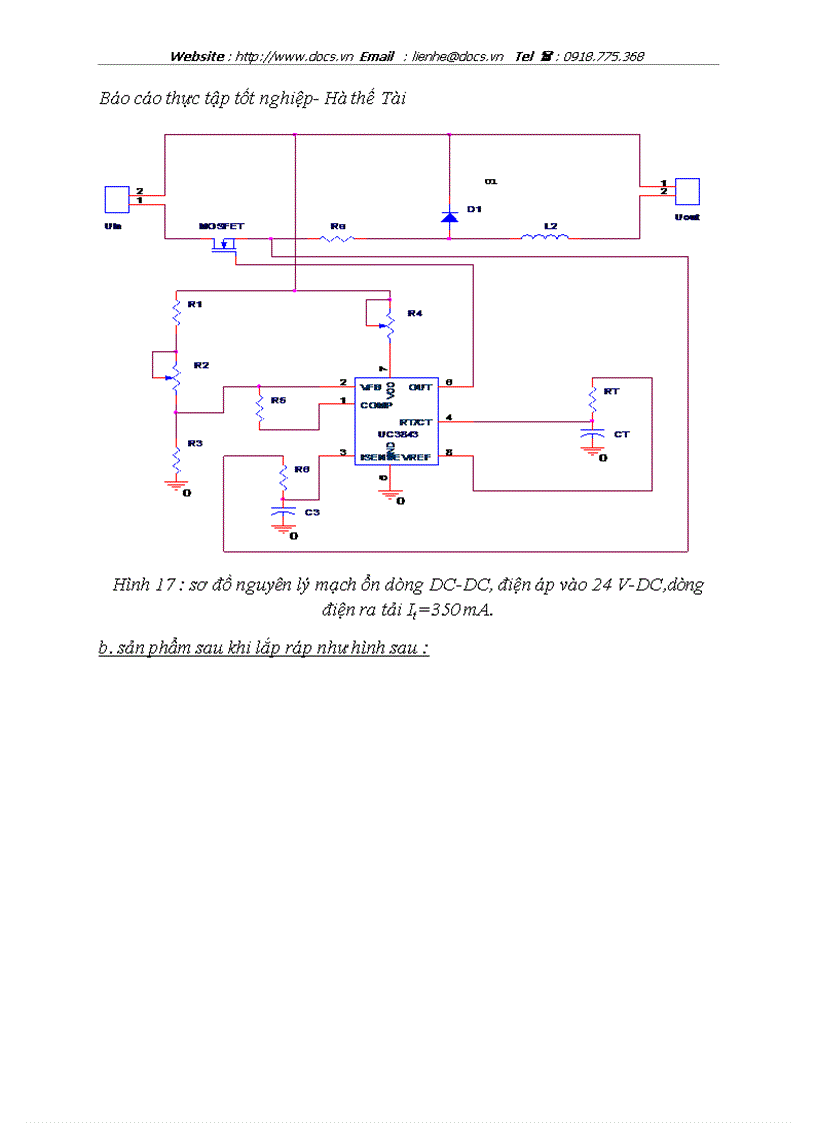 image for page Thiết kế nguồn DC DC ổn dòng có điện áp đầu vào 24 V DC đầu ra có dòng điện I 350 mA P 7 W
