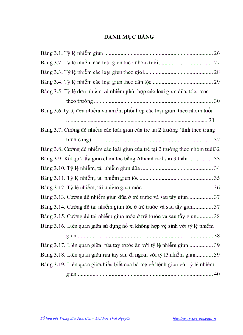 image for page Nghiên cứu thực trạng nhiễm giun truyền qua đất ở học sinh hai trường mầm non tại Thái Nguyên và kết quả tẩy giun bằng thuốc Albendazol
