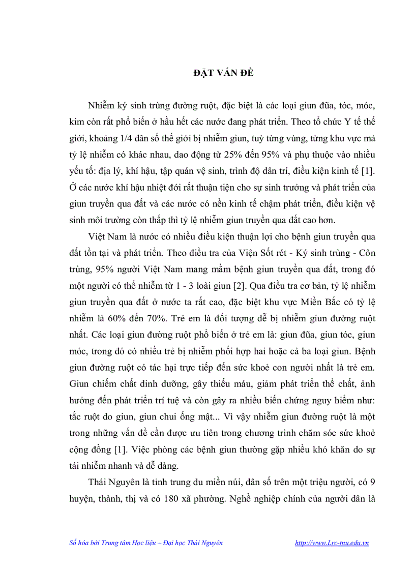 image for page Nghiên cứu thực trạng nhiễm giun truyền qua đất ở học sinh hai trường mầm non tại Thái Nguyên và kết quả tẩy giun bằng thuốc Albendazol