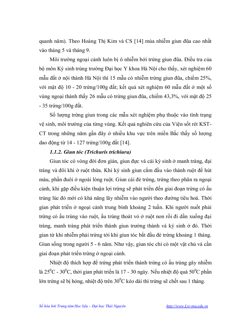 image for page Nghiên cứu thực trạng nhiễm giun truyền qua đất ở học sinh hai trường mầm non tại Thái Nguyên và kết quả tẩy giun bằng thuốc Albendazol