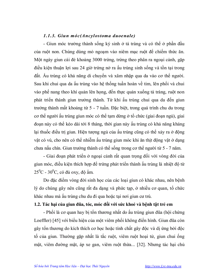 image for page Nghiên cứu thực trạng nhiễm giun truyền qua đất ở học sinh hai trường mầm non tại Thái Nguyên và kết quả tẩy giun bằng thuốc Albendazol